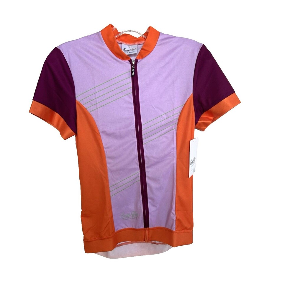 Evelyn Hill Cycling Women Short Sleeve Jersey Lilac Orange Full Zip Size M NEW